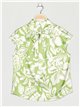 Blusa satinada estampada lazo verde
