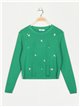 Embroidered floral sweater verde
