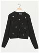 Embroidered floral sweater negro