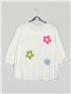 Plus size floral sweater blanco
