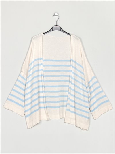 Plus size striped cardigan azul-claro