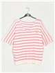 Striped heart sweater fucsia