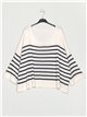 Plus size striped sweater marino