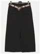 Belted stretch midi skirt negro