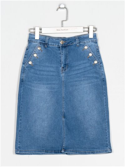 Denim mini skirt with buttons azul (S-XXL)
