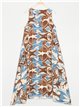 Printed evase dress azul-marron