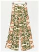 Straight leg printed trousers with darts verde-camel