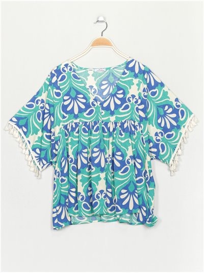 Oversized printed blouse azulon