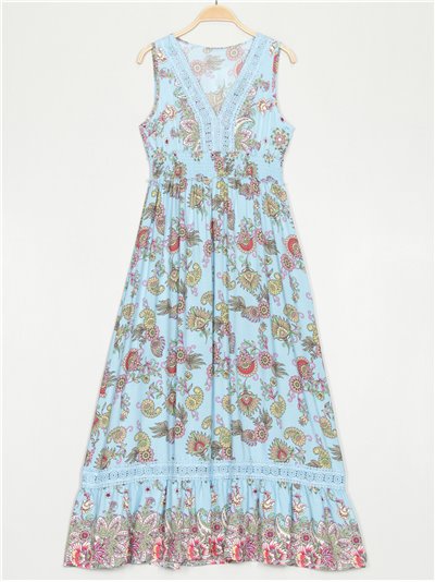 Printed maxi dress azul-claro