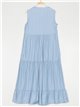 Denim effect dress with ruffles azul-claro