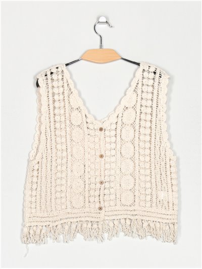 Fringed crochet waistcoat (S/M-L/XL)