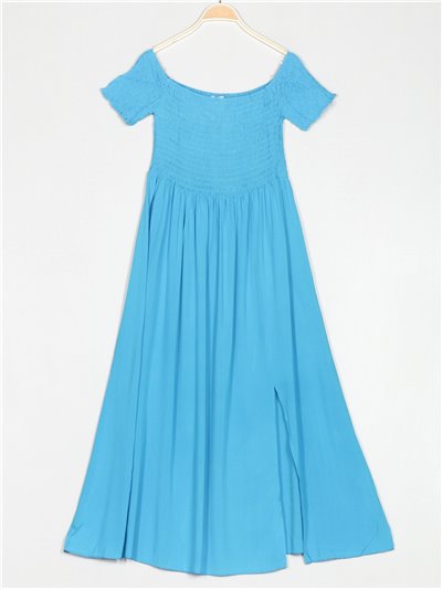Strapless gathered maxi dress azul