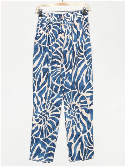 Printed trousers with buttons azul