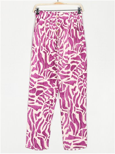 Printed trousers with buttons buganvilla