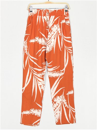 Printed trousers with buttons marron