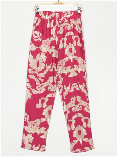 Printed trousers with buttons fucsia