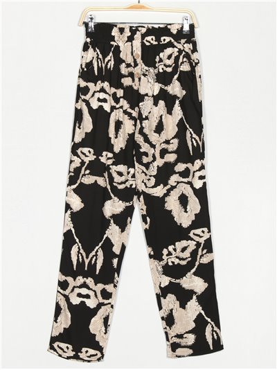 Printed trousers with buttons negro