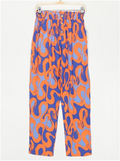 Printed trousers with buttons azul
