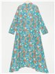 Vestido camisero maxi floral turquesa