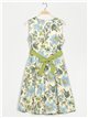 Belted floral dress beis