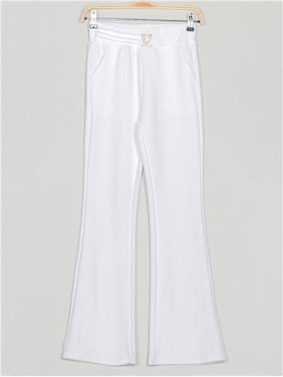 Flare trousers with metallic detail blanco