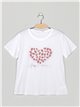 Camiseta amplia corazón lentejuelas blanco (M/L-XL/XXL)
