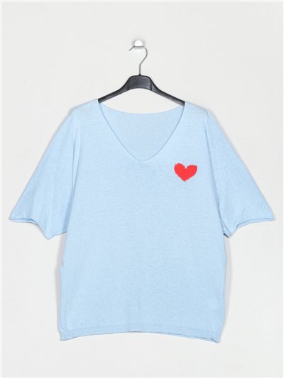 Oversized heart sweater azul-claro
