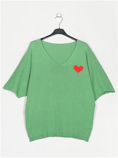 Oversized heart sweater verde-hierba