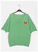 Oversized heart sweater verde-hierba