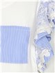 Striped T-shirt with lace blanco-azul