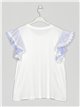 Striped T-shirt with lace blanco-azul