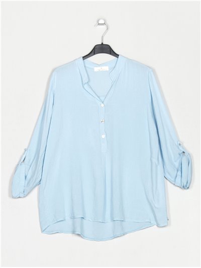 Oversized metallic thread blouse azul-claro