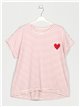 Striped heart t-shirt fucsia