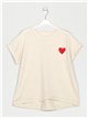 Striped heart t-shirt beis