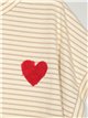 Striped heart t-shirt beis
