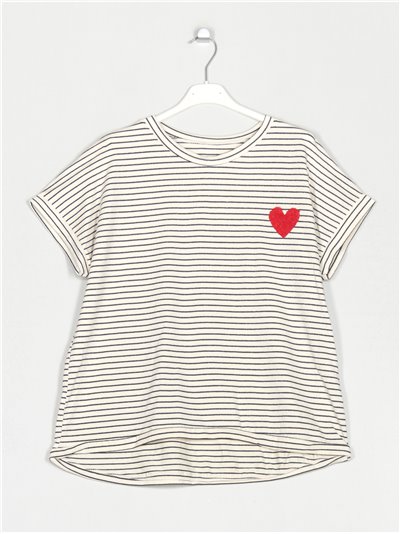 Striped heart t-shirt marino