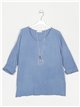 Oversized T-shirt with necklace azul-vaquero
