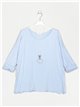 Camiseta amplia algodón azul-claro