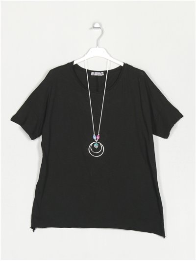 Oversized T-shirt with necklace negro