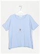 Camiseta amplia algodón azul-claro
