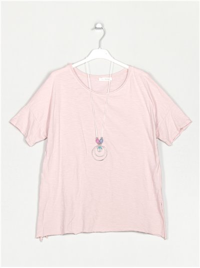 Oversized T-shirt with necklace rosa-claro