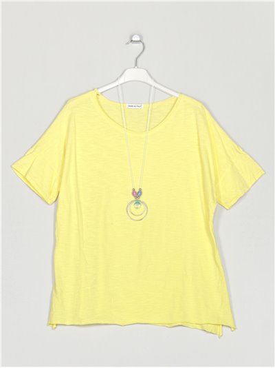 Oversized T-shirt with necklace amarillo
