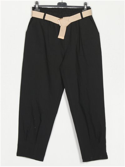 Belted slouchy trousers negro
