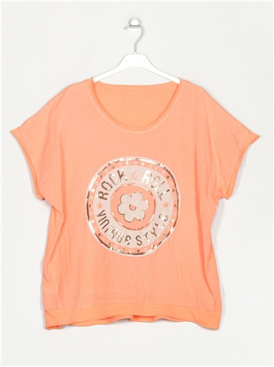 Oversized slogan t-shirt naranja