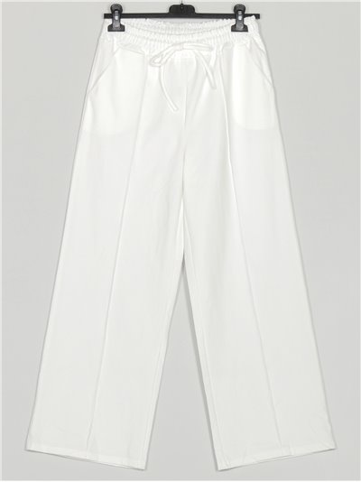 High waist straight trousers blanco