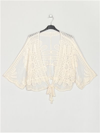 Plus size cropped lace jacket beis
