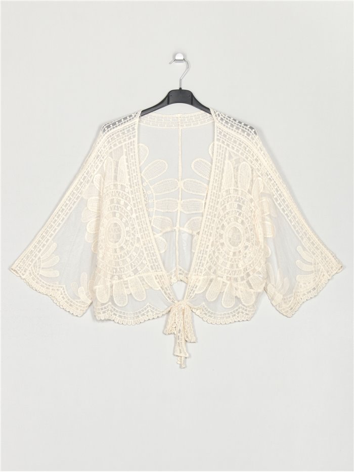 Plus size cropped lace jacket beis