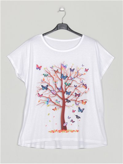 Oversized printed t-shirt árbol-marron
