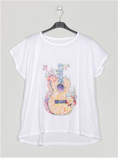 Oversized printed t-shirt guitarra