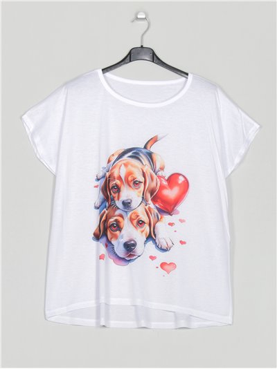 Camiseta amplia estampada perros